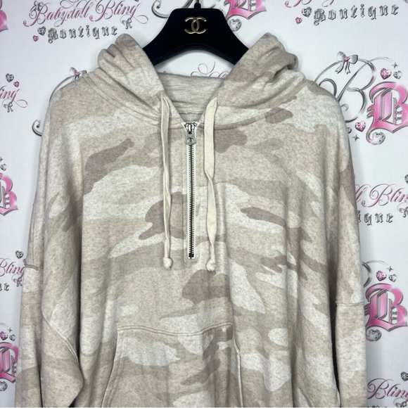 American eagle sweater hoodie pullover half zip camo camouflage beige sandy - Picture 2 of 7